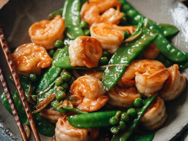Shrimp Snow Peas with Mixed Veggies.